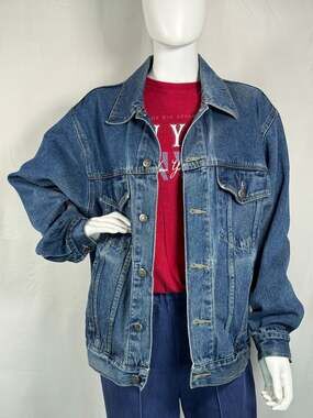 Vintage Wrangler Hero Denim Trucker Blue Jean Jacket Adult M
